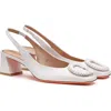 Santoni Leather Mid-heel Slingback In White
