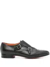 Santoni Daemons Double Monk Strap Shoe In Black