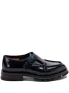 SANTONI LEATHER MONK SHOES