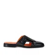 Santoni Leather Monk Slippers In Black