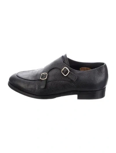 Pre-owned Santoni Leather Monk Straps In Black