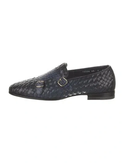 Pre-owned Santoni Leather Monk Straps In Blue