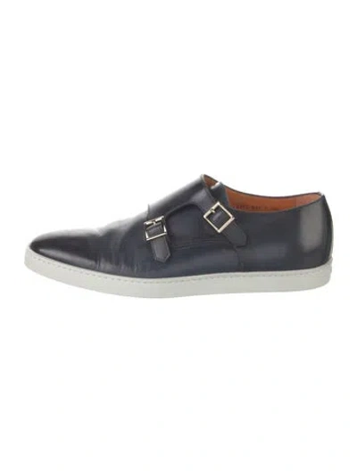 Pre-owned Santoni Leather Monk Straps In Blue
