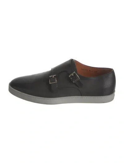 Pre-owned Santoni Leather Monk Straps In Blue