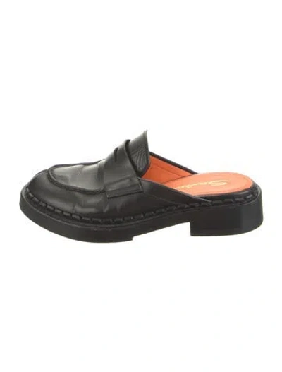 Pre-owned Santoni Leather Mules In Black