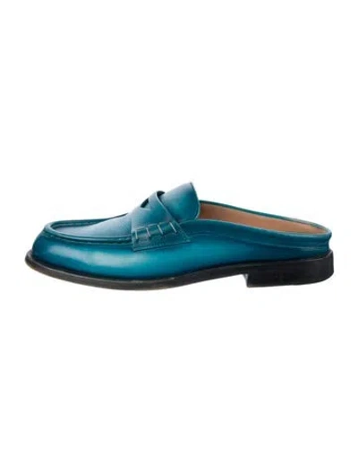 Pre-owned Santoni Leather Mules In Blue