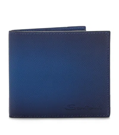 Santoni Leather Ombré Bifold Wallet In Blue