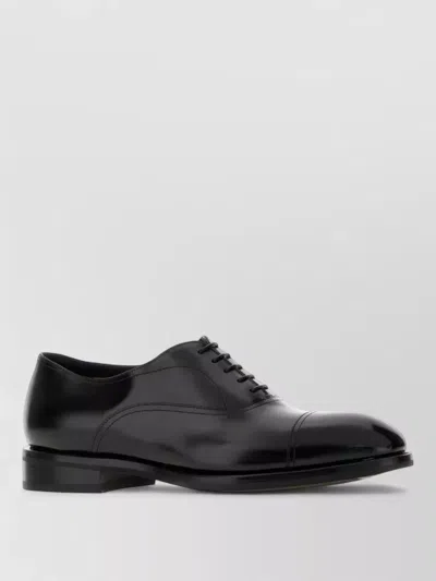 Santoni Leather Oxford Laafe Lace Up Shoes In Black