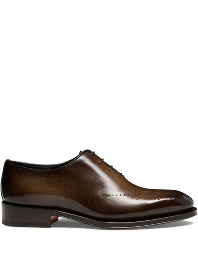 Santoni Leather Lace-up Oxford Shoes In Brown