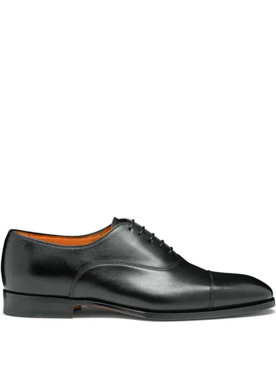 SANTONI LEATHER OXFORD SHOES