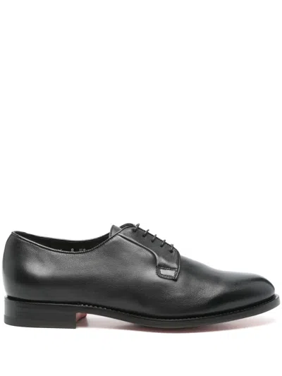 Santoni Leather Oxford Shoes In Black