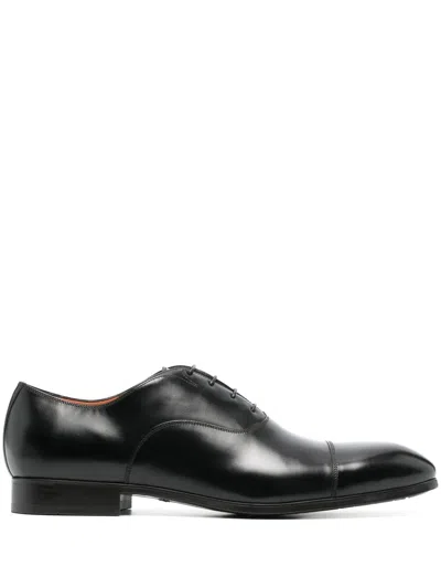 Santoni Leather Oxford Shoes In Black