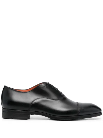 SANTONI LEATHER OXFORD SHOES