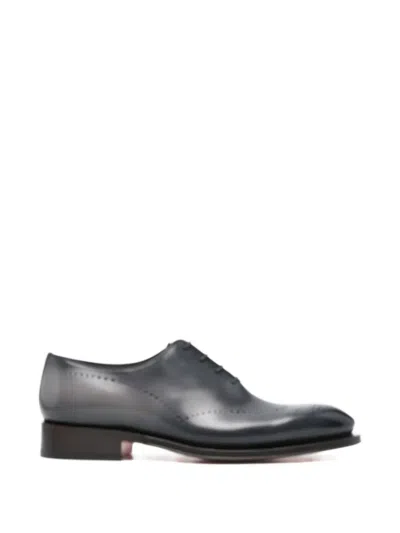 Santoni Leather Oxford Shoes In Gray