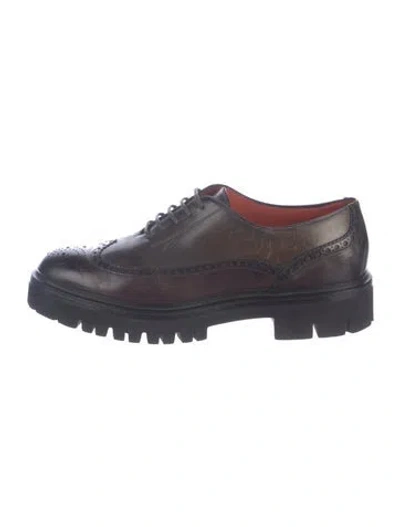 Pre-owned Santoni Leather Oxfords In Brown