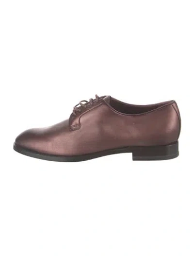 Pre-owned Santoni Leather Oxfords In Burgundy/metallic