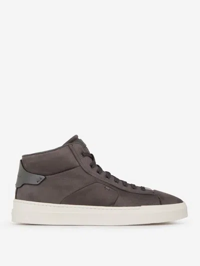 Santoni Leather Paneled Trainers In High Top Trainers