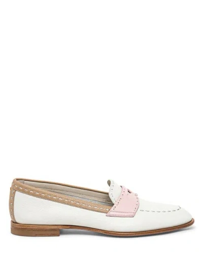 Santoni Leather Penny Loafer In Multi