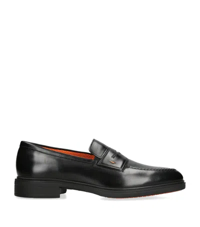 Santoni Leather Penny Loafers