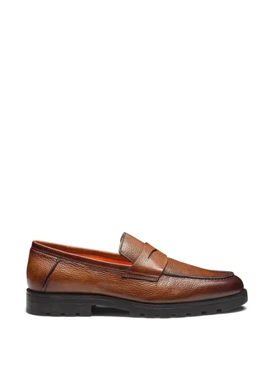 Santoni Penny-loafer Aus Leder In Brown
