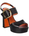 Santoni Leather Platform Sandal In Black