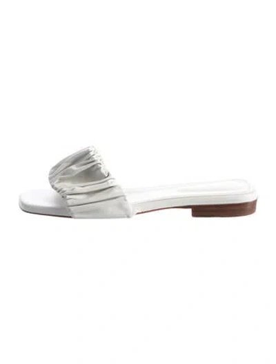 Pre-owned Santoni Leather Pleated Accents Slides In White