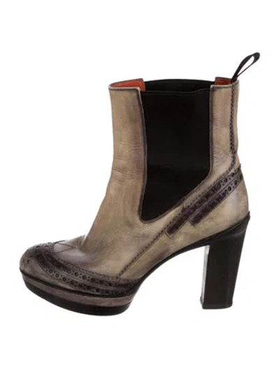 Pre-owned Santoni Leather Printed Chelsea Boots In Multi