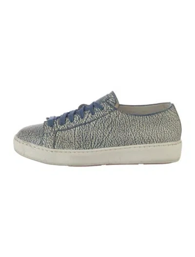 Pre-owned Santoni Leather Printed Sneakers In Blue
