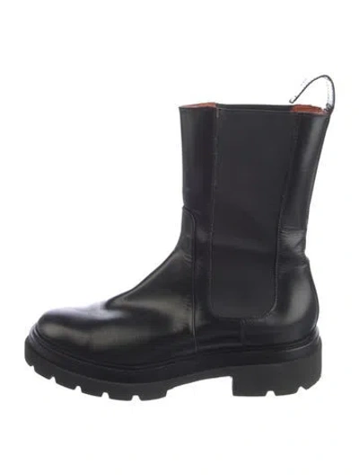 Pre-owned Santoni Leather Rain Boots In Black