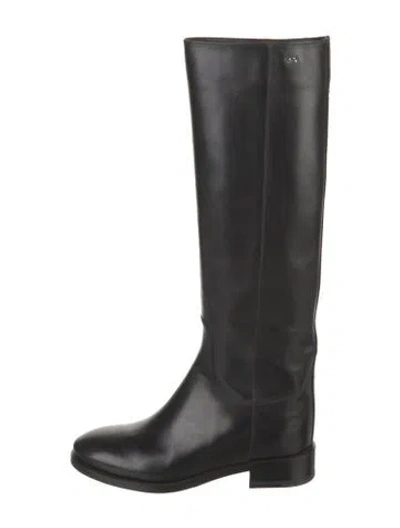 Pre-owned Santoni Leather Riding Boots In Black