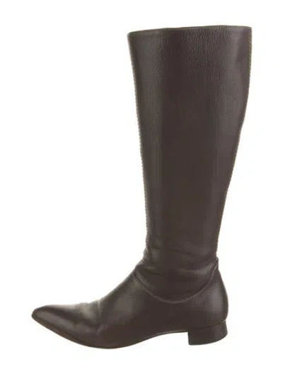 Pre-owned Santoni Leather Riding Boots In Brown