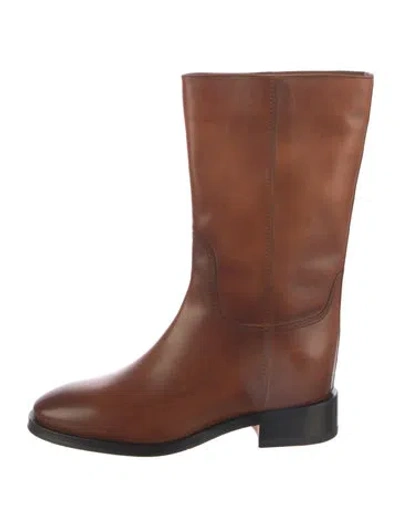 Pre-owned Santoni Leather Riding Boots In Brown