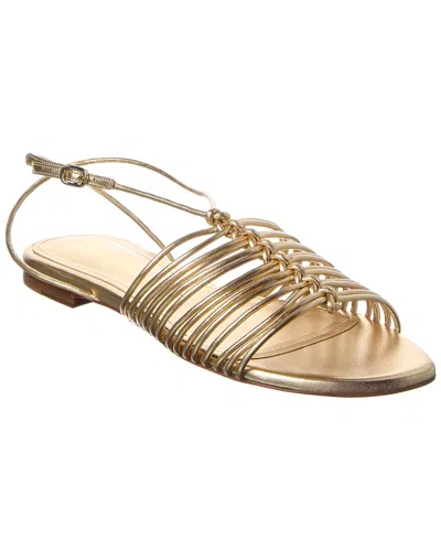 Santoni Leather Sandal In Gold