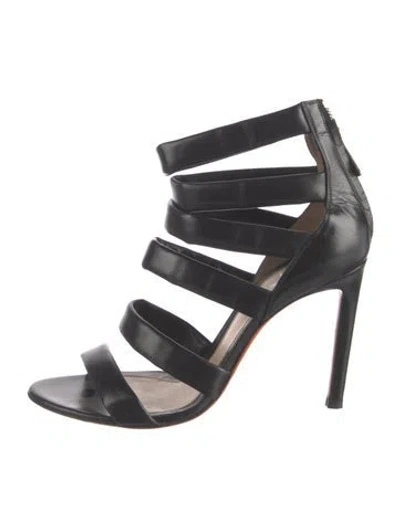Pre-owned Santoni Leather Sandals In Black