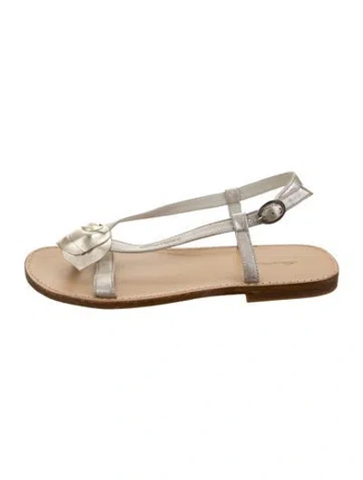 Pre-owned Santoni Leather Sandals In Gold/metallic/silver