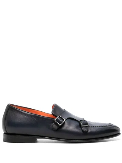 Santoni Leather Shoe In Black