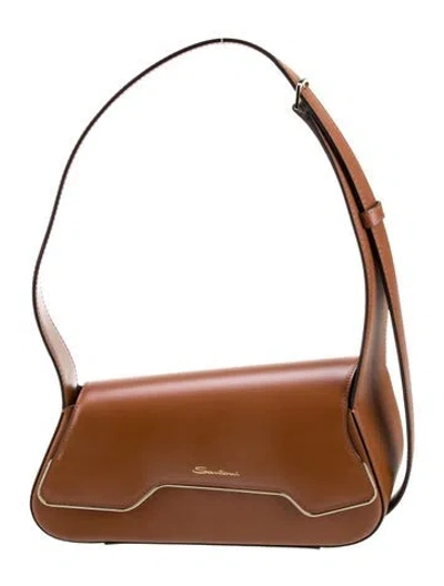 Pre-owned Santoni Leather Shoulder Bag In Brown