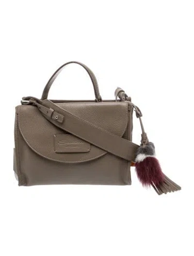 Pre-owned Santoni Leather Shoulder Bag In Grey