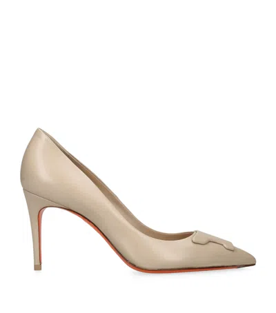 Santoni Leather Sibille Pumps 85 In Beige