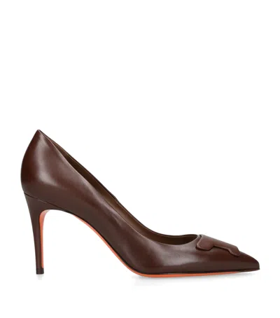 Santoni Leather Sibille Pumps 85 In Brown