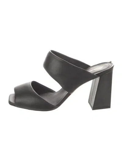 Pre-owned Santoni Leather Slides In Black