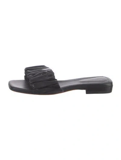 Pre-owned Santoni Leather Slides In Black