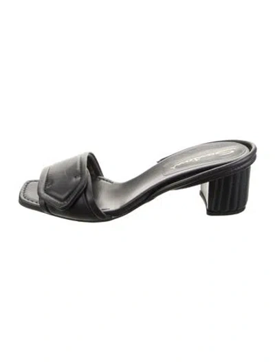 Pre-owned Santoni Leather Slides In Black