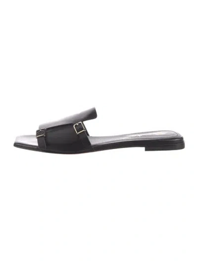 Pre-owned Santoni Leather Slides In Black