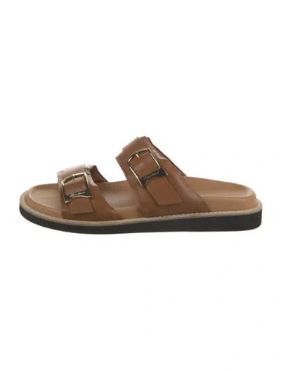 Pre-owned Santoni Leather Slides In Brown
