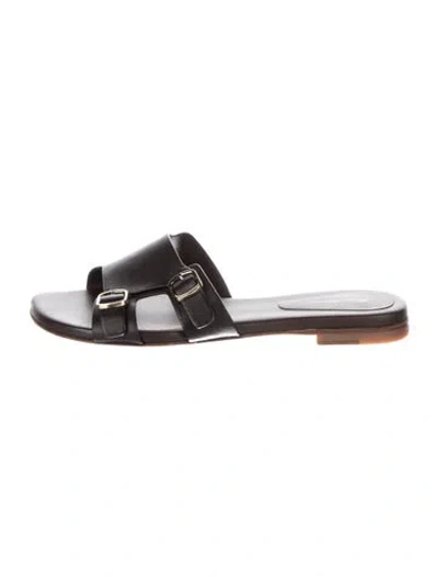 Pre-owned Santoni Leather Slides In Brown
