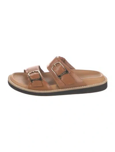 Pre-owned Santoni Leather Slides In Brown