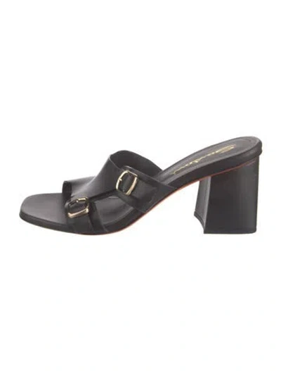 Pre-owned Santoni Leather Slides In Brown