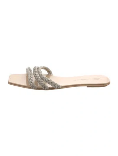 Pre-owned Santoni Leather Slides In Silver
