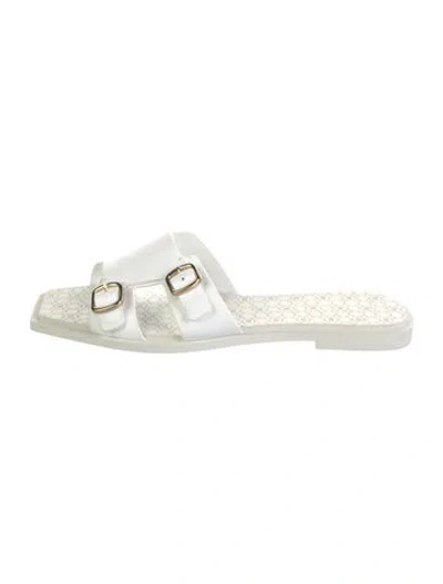Pre-owned Santoni Leather Slides In White